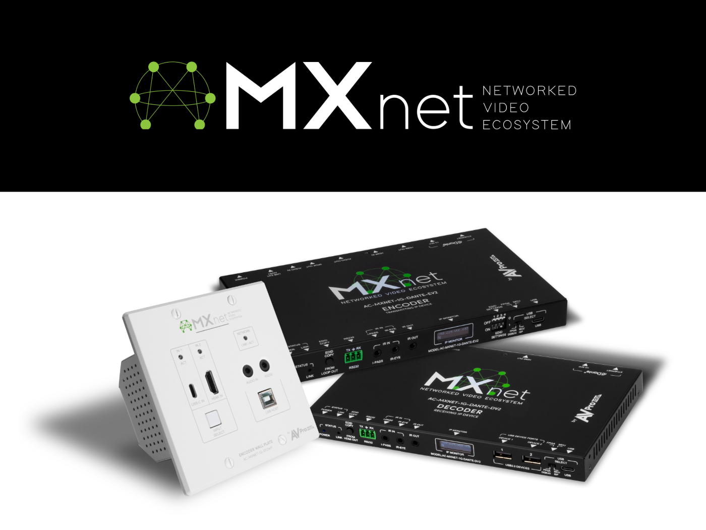 AVPro Edge Introduces Dante Encoder, Decoder, and an Encoder Wall Plate for the MXnet Evolution II Ecosystem