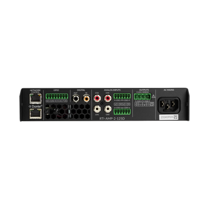 RTI-AMP-2-125D - 2 Channel 125W 8Ω, 1 Channel 70/100V 250W DSP Matrix Amplifier with Dante