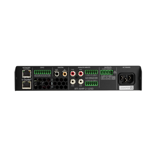 RTI-AMP-2-125D - 2 Channel 125W 8Ω, 1 Channel 70/100V 250W DSP Matrix Amplifier with Dante
