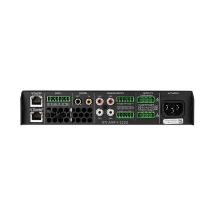 RTI-AMP-4-125D - 4 Channel 125W 8Ω, 2 Channel 70/100V 250W DSP Matrix Amplifier with Dante